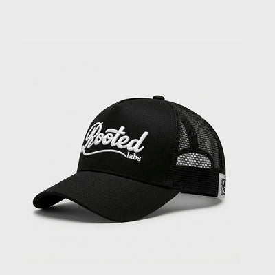Rooted Labs Black Trucker Hat Snapback